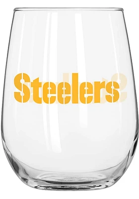 Pittsburgh Steelers 16OZ Wordmark Stemless Wine Glass - Black