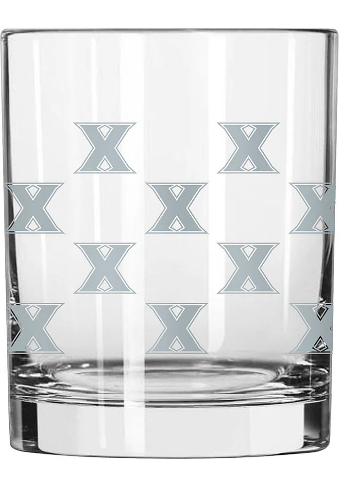 Xavier Musketeers Satin Etch 14oz Rock Glass