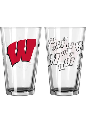 Wisconsin Badgers 16OZ Scatter Pint Glass - Red