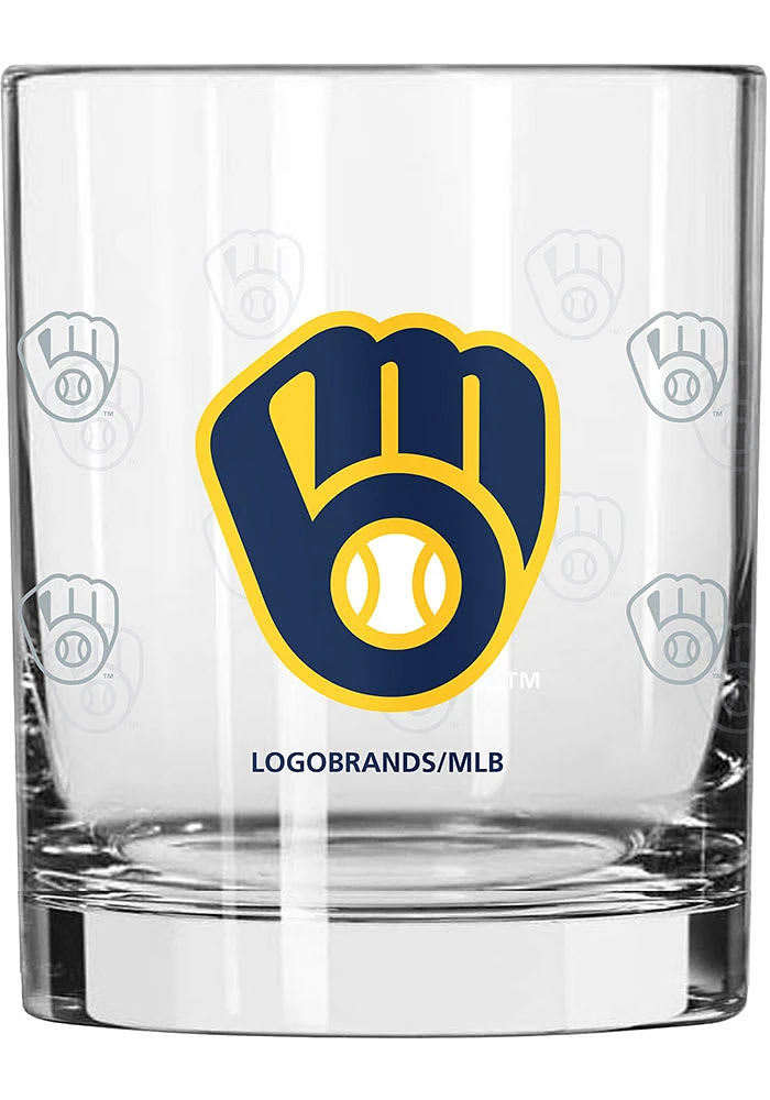 Milwaukee Brewers 14OZ Satin Etch Rock Glass -