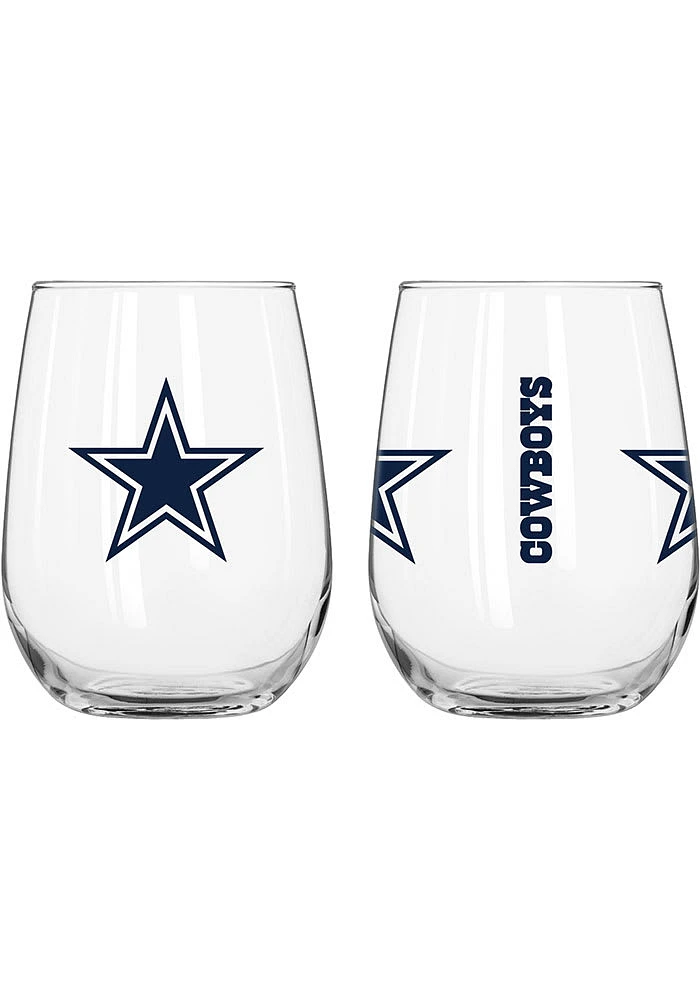 Dallas Cowboys 16OZ Gameday Curved Stemless Wine Glass - Navy Blue