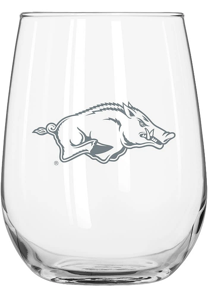 Arkansas Razorbacks 16OZ Frost Curved Stemless Wine Glass - White