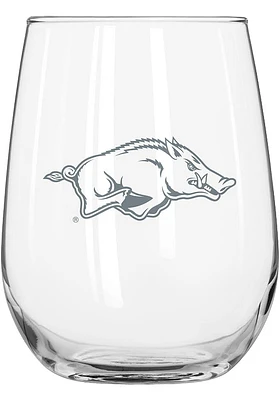 Arkansas Razorbacks 16OZ Frost Curved Stemless Wine Glass - White