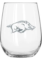 Arkansas Razorbacks 16OZ Frost Curved Stemless Wine Glass - White