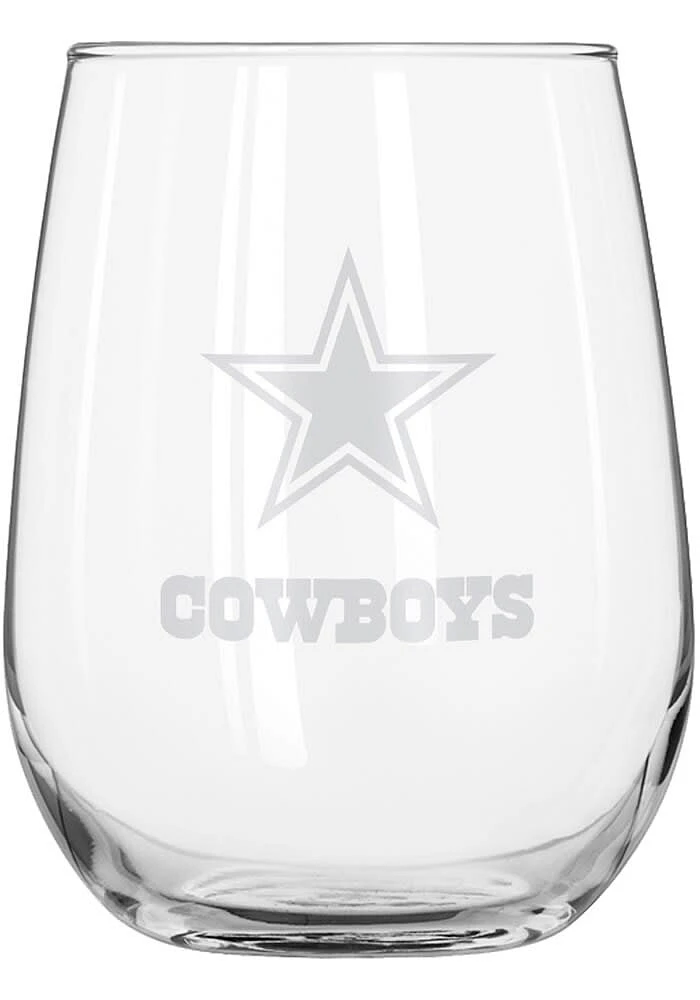 Dallas Cowboys 16OZ Frost Curved Stemless Wine Glass - White