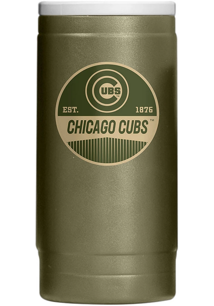 Logo Brands Chicago Cubs 12OZ Slim Can Powder Coat Stainless Steel Coolie