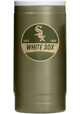 Logo Brands Chicago White Sox 12OZ Slim Can Powder Coat Stainless Steel Coolie