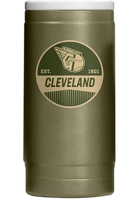 Logo Brands Cleveland Guardians 12OZ Slim Can Powder Coat Stainless Steel Coolie