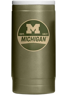 Logo Brands Michigan Wolverines 12OZ Slim Can Powder Coat Stainless Steel Coolie