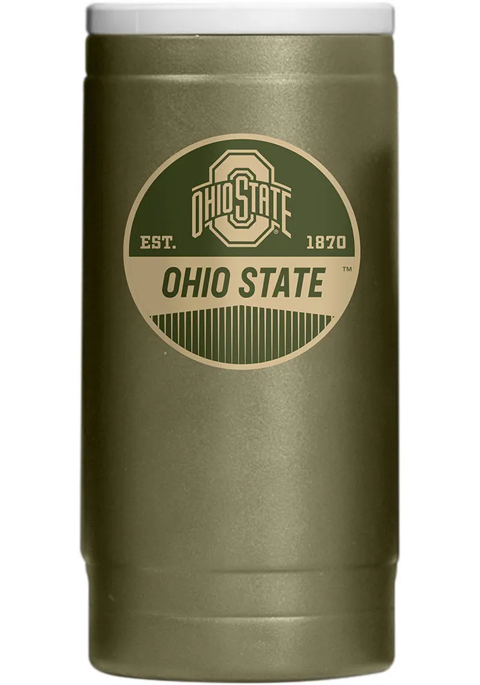 Logo Brands Ohio State Buckeyes 12OZ Slim Can Powder Coat Stainless Steel Coolie