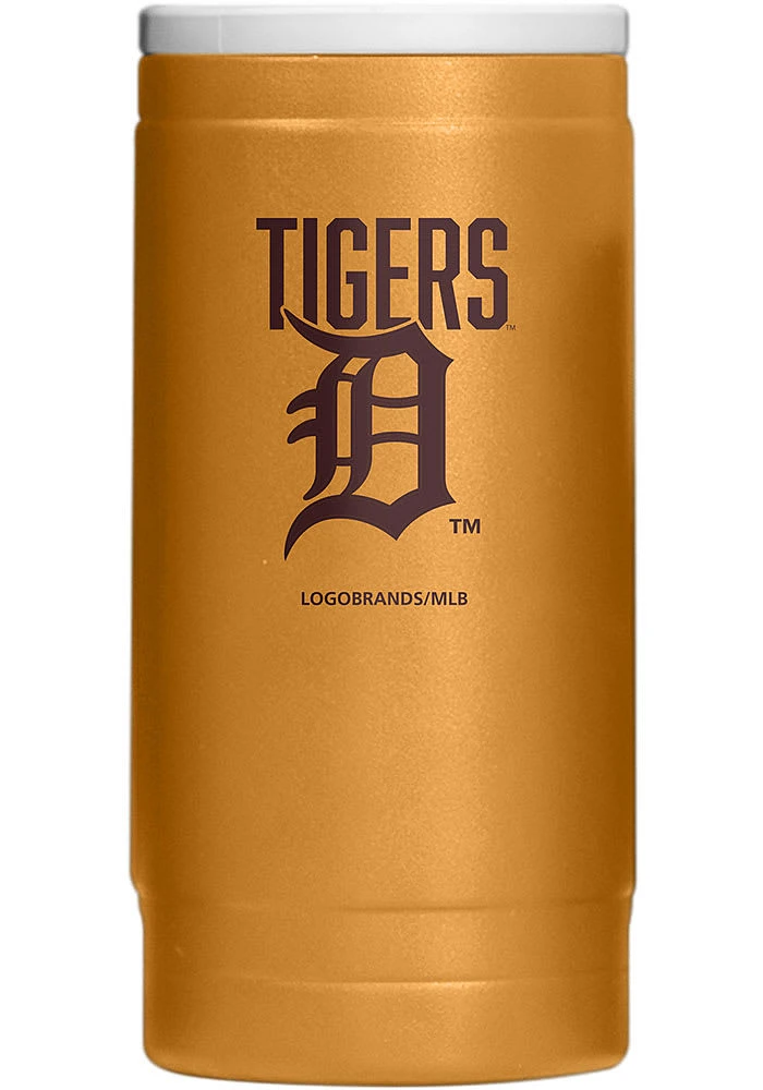 Logo Brands Detroit Tigers 12OZ Slim Can Powder Coat Stainless Steel Coolie