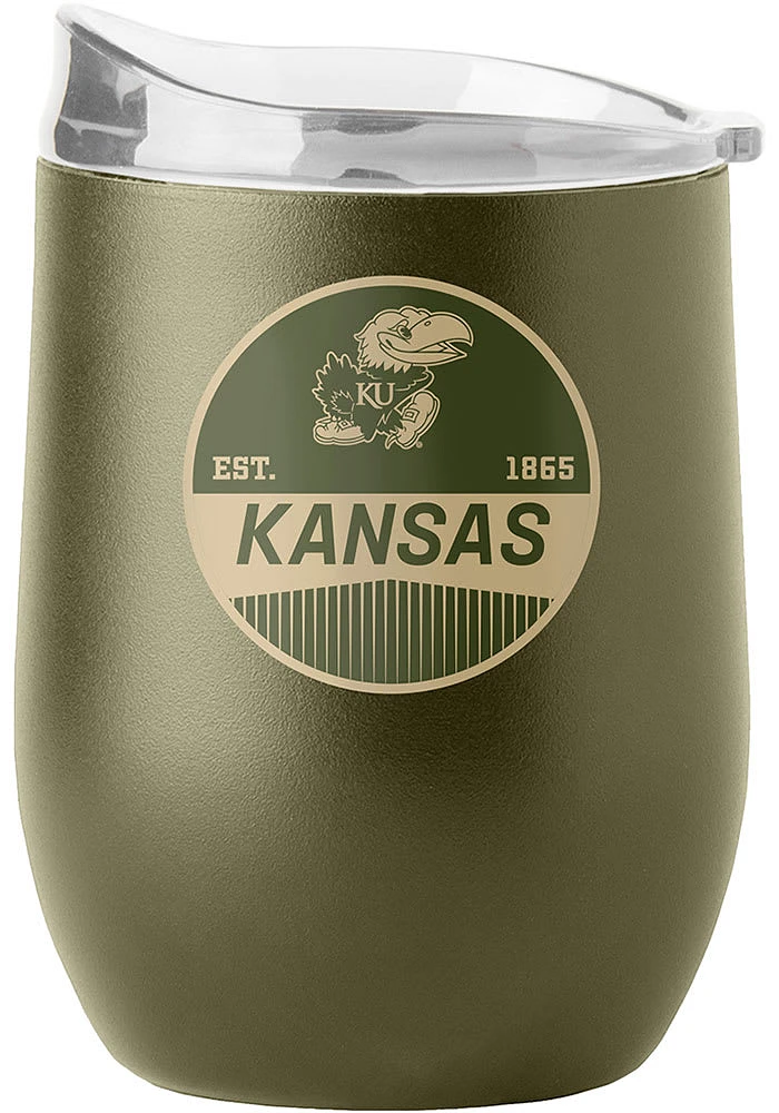 Kansas Jayhawks 16OZ Powder Coat Stainless Steel Stemless