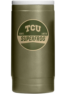 Logo Brands TCU Horned Frogs 12OZ Slim Can Powder Coat Stainless Steel Coolie