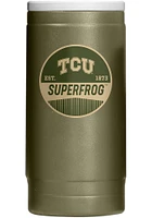 Logo Brands TCU Horned Frogs 12OZ Slim Can Powder Coat Stainless Steel Coolie