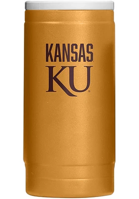 Logo Brands Kansas Jayhawks 12OZ Slim Can Powder Coat Stainless Steel Coolie