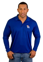 Antigua Kansas Jayhawks Mens Blue Exceed Long Sleeve Polo Shirt