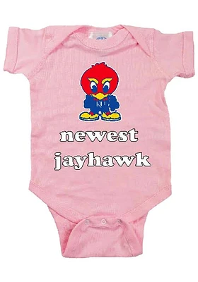 Kansas Jayhawks Baby Pink Newest Short Sleeve One Piece
