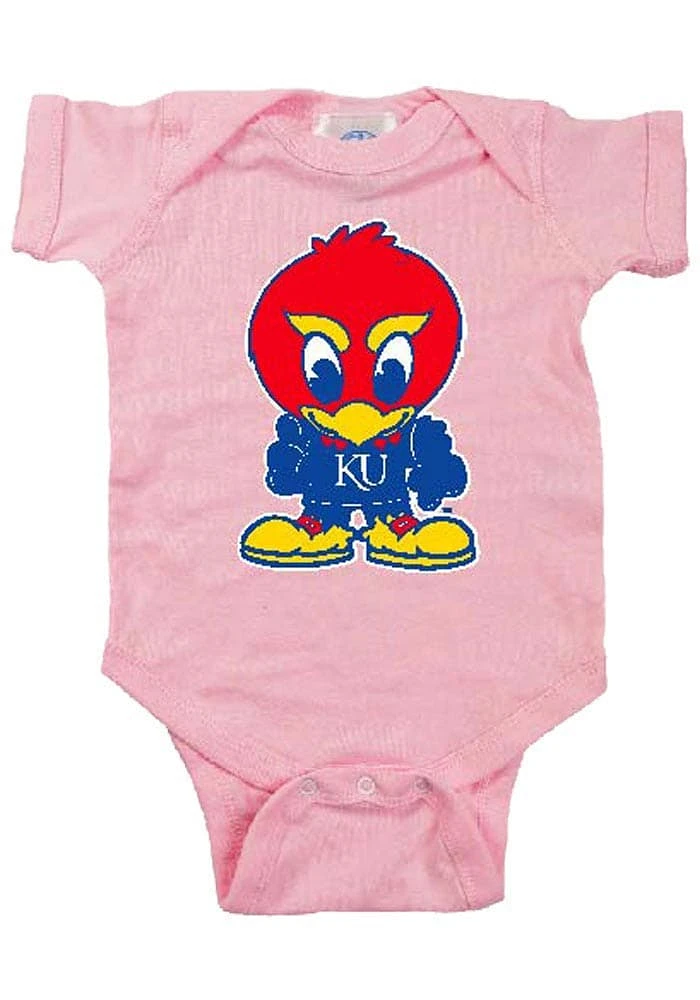 Kansas Jayhawks Baby Pink Jay Short Sleeve One Piece