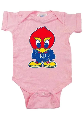 Kansas Jayhawks Baby Pink Jay Short Sleeve One Piece