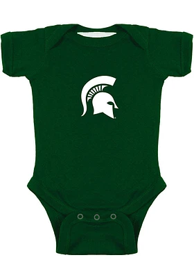 Michigan State Spartans Baby Green Logo Short Sleeve One Piece