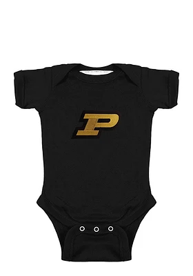 Purdue Boilermakers Baby Black Lap Shoulder Short Sleeve One Piece