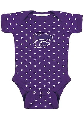 K-State Wildcats Baby Purple Heart Print Short Sleeve One Piece