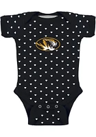 Missouri Tigers Baby Black Heart Short Sleeve One Piece