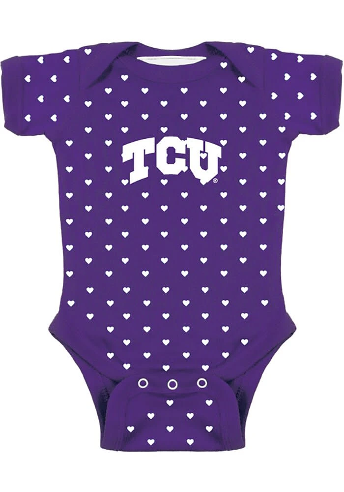 TCU Horned Frogs Baby Purple Heart Short Sleeve One Piece