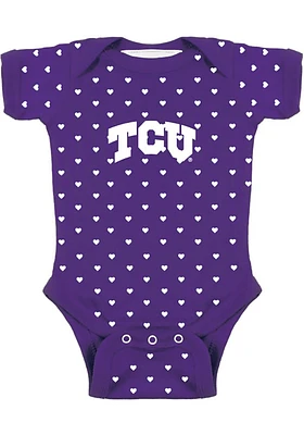 TCU Horned Frogs Baby Purple Heart Short Sleeve One Piece