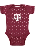 Texas A&M Aggies Baby Maroon Heart Design Short Sleeve One Piece