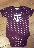 Texas A&M Aggies Baby Maroon Heart Design Short Sleeve One Piece