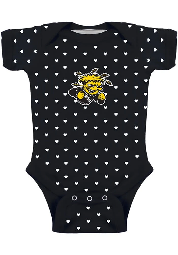 Wichita State Shockers Baby Black Heart Short Sleeve One Piece