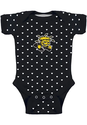 Wichita State Shockers Baby Black Heart Short Sleeve One Piece