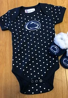 Penn State Nittany Lions Baby Navy Blue Heart Short Sleeve One Piece