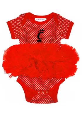 Cincinnati Bearcats Baby Red Pin Dot Tutu Short Sleeve One Piece