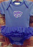 K-State Wildcats Baby Purple Pin Dot Tutu Short Sleeve One Piece