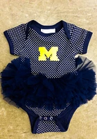Michigan Wolverines Baby Blue Pin Dot Tutu Short Sleeve One Piece