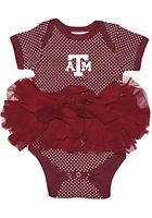 Texas A&M Aggies Baby Maroon Pin Dot Tutu Short Sleeve One Piece