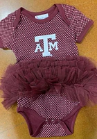 Texas A&M Aggies Baby Maroon Pin Dot Tutu Short Sleeve One Piece