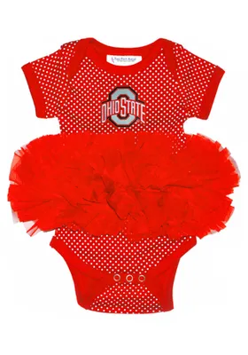 Ohio State Buckeyes Baby Red Pin Dot Tutu Short Sleeve One Piece