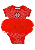 Ohio State Buckeyes Baby Red Pin Dot Tutu Short Sleeve One Piece