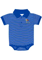Kansas Jayhawks Baby Blue Stripe Jersey Golf Short Sleeve One Piece Polo