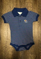 Kansas Jayhawks Baby Blue Stripe Jersey Golf Short Sleeve One Piece Polo