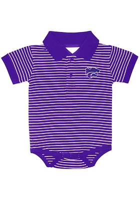 K-State Wildcats Baby Purple Stripe Jersey Golf Short Sleeve One Piece Polo
