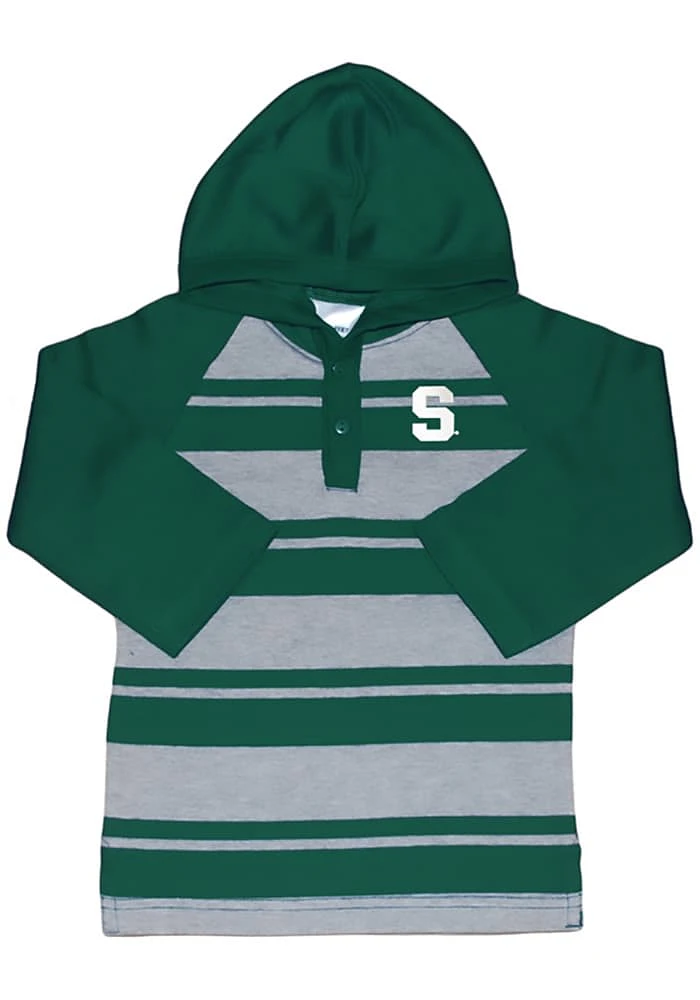 Michigan State Spartans Toddler Green Striped Rugby Long Sleeve Hooded Sweatshirt