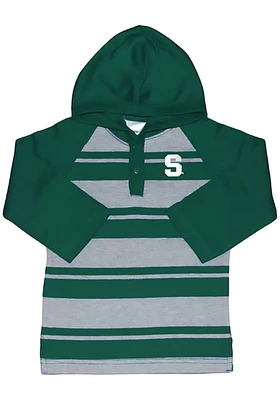 Michigan State Spartans Toddler Green Striped Rugby Long Sleeve Hooded Sweatshirt