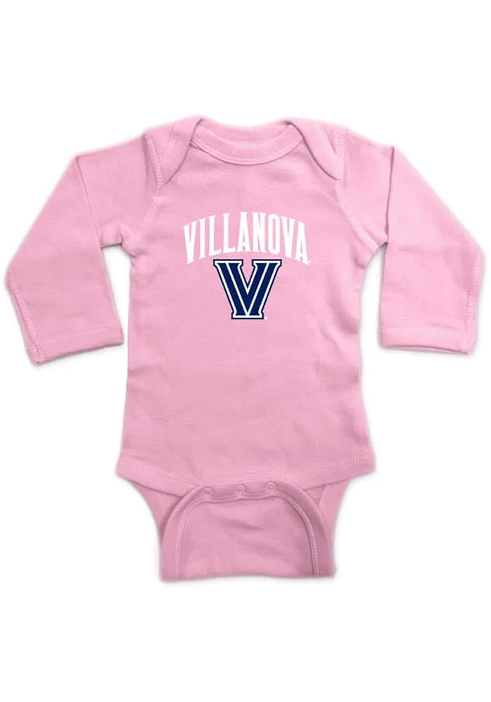 Villanova Wildcats Baby Pink Arch Logo LS Tops One Piece