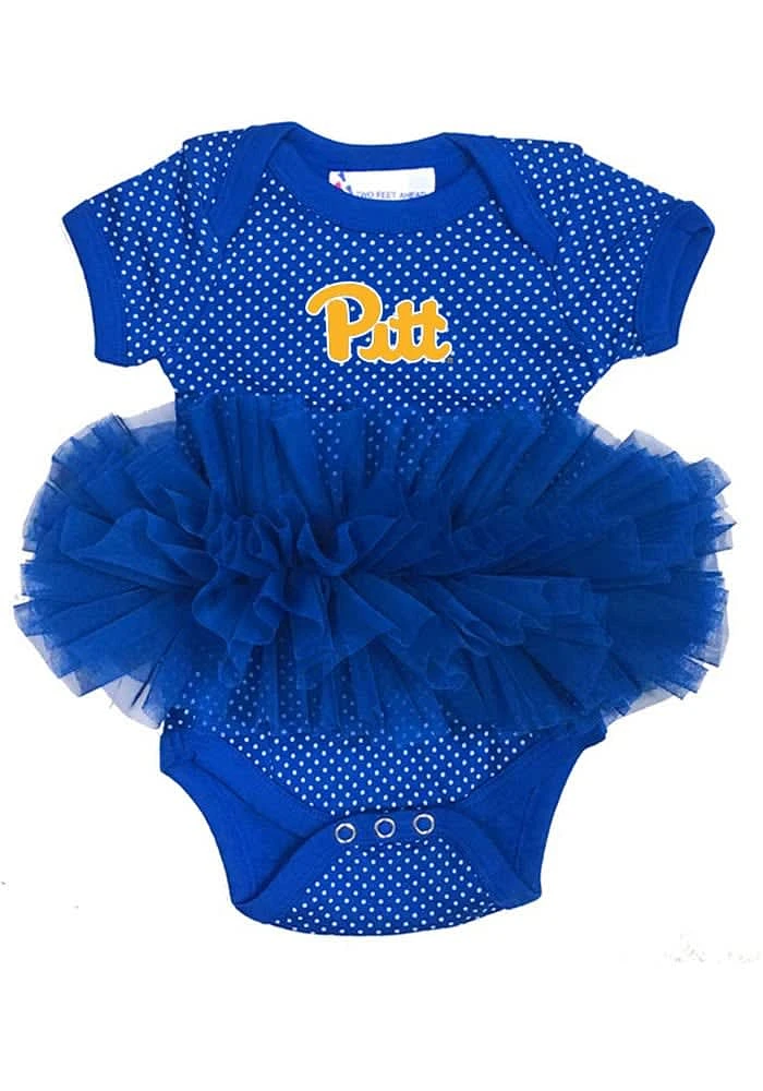 Pitt Panthers Baby Blue Pin Dot Tutu Short Sleeve One Piece
