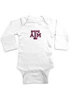 Texas A&M Aggies Baby White Embroidered Logo Long Sleeve One Piece