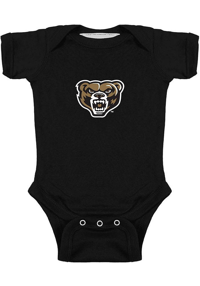 Oakland University Golden Grizzlies Baby Black Bailey Short Sleeve One Piece